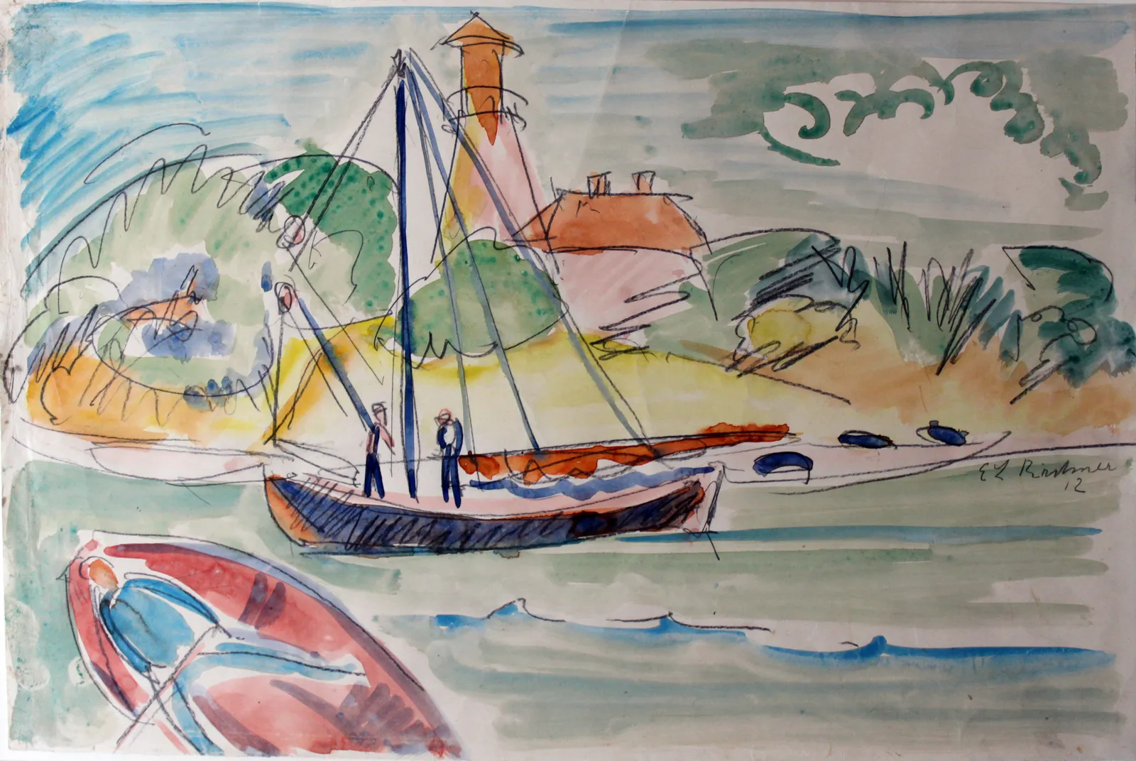 Kustlijn van Fehmarn met vuurtoren – Ernst Ludwig Kirchner