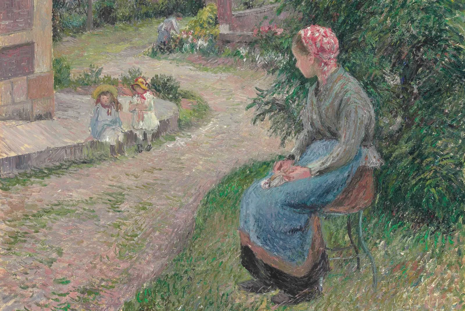 Zittende dienstmeid in de tuin van Éragny – Camille Pissarro