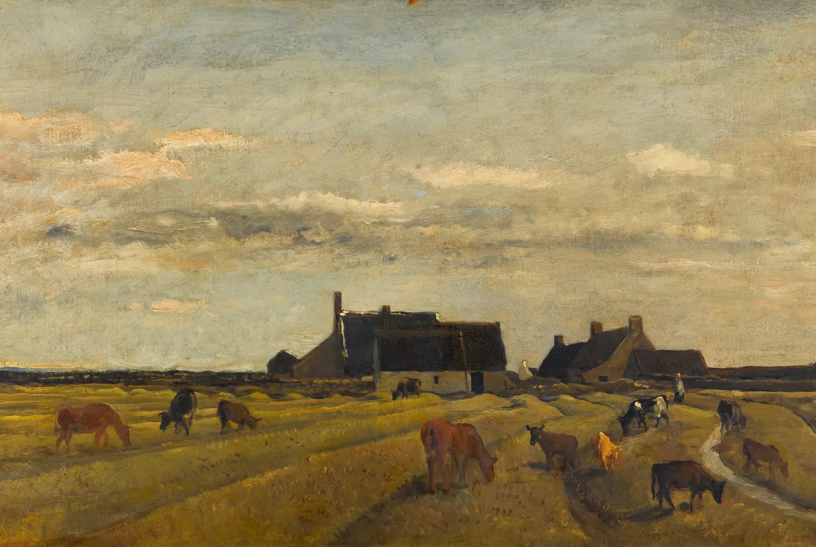Landelijk tafereel met grazende koeien – Charles-François Daubigny