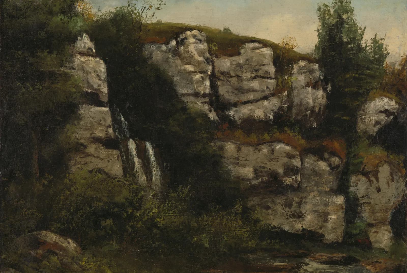 Landschap met rotsen en waterval – Gustave Courbet