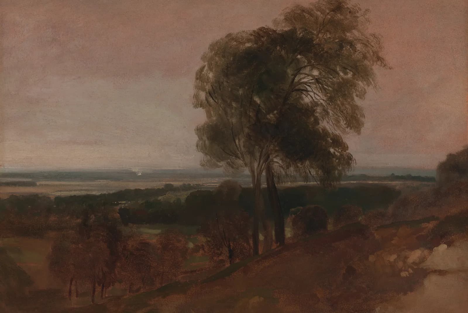 Landschapsstudie bij zonsondergang – Peter DeWint