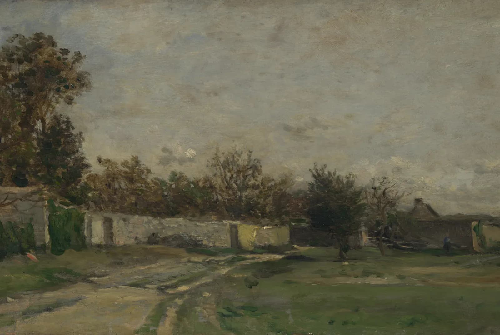 Landweg onder bewolkte hemel – Charles-François Daubigny