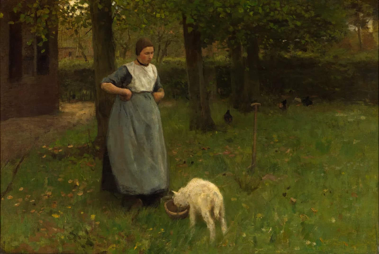Larense vrouw met lam – Anton Mauve
