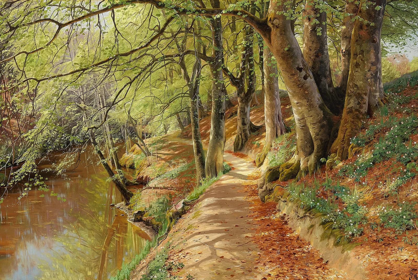 Lentedag in het beukenbos (anemonen) – Peder Mørk Mønsted
