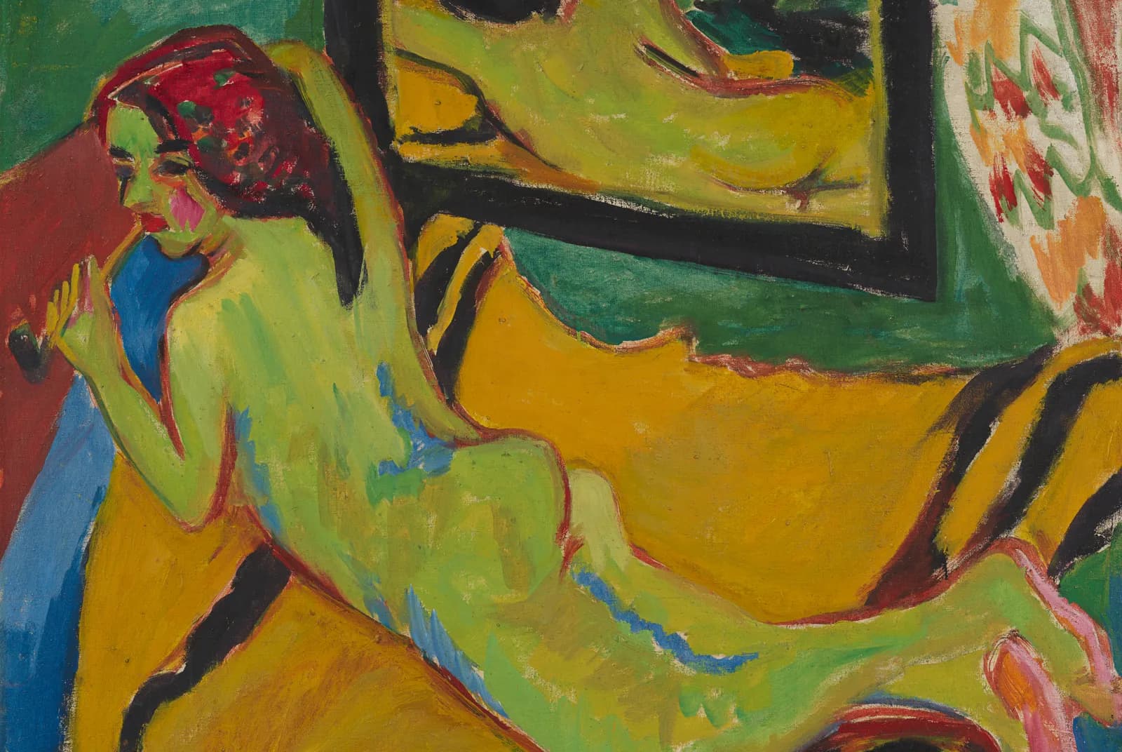 Liggend naakt voor een spiegel – Ernst Ludwig Kirchner