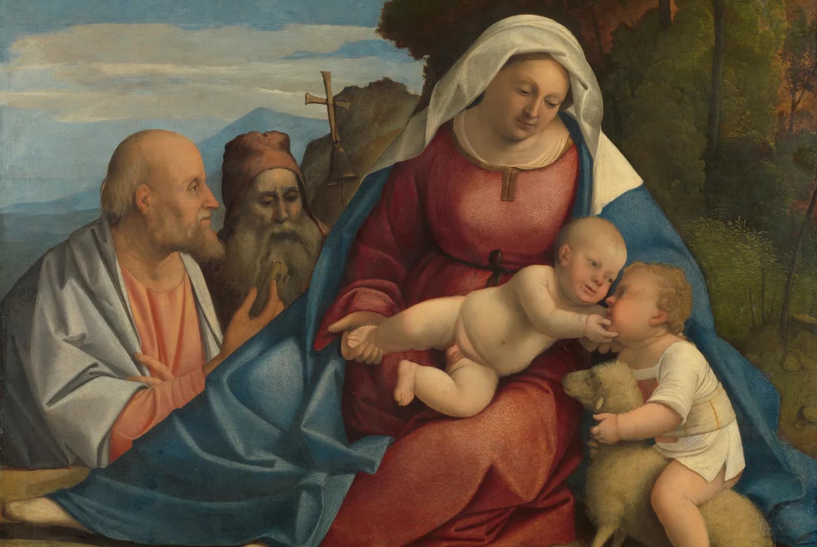 Madonna met kind, de kleine Johannes de Doper en de heiligen Petrus en Antonius – Benedetto Diana