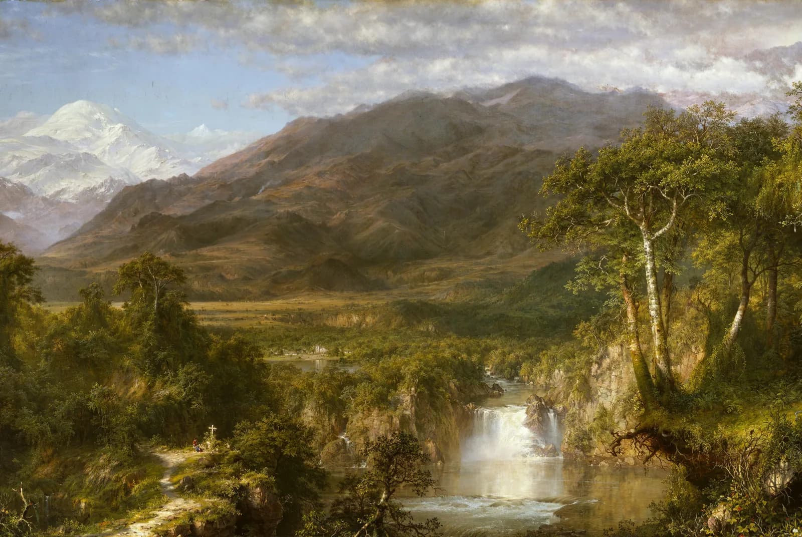 Majestueus berglandschap met waterval – Frederic Edwin Church