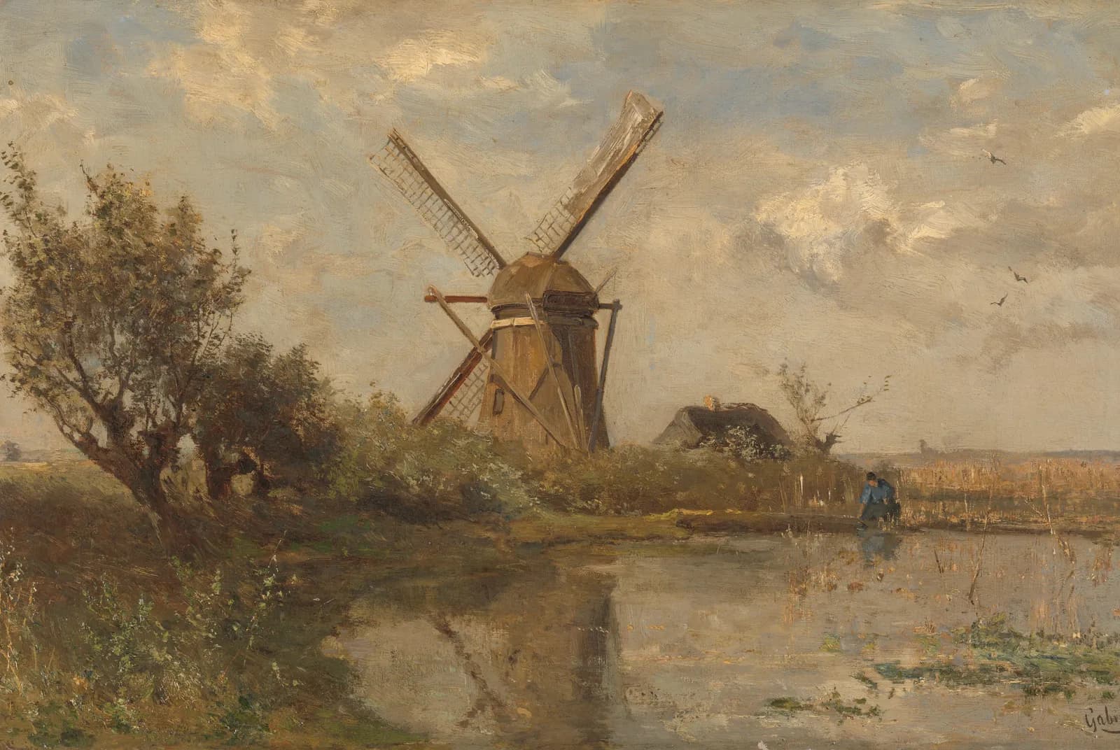 Molen bij een plas – Paul Joseph Constantin Gabriël