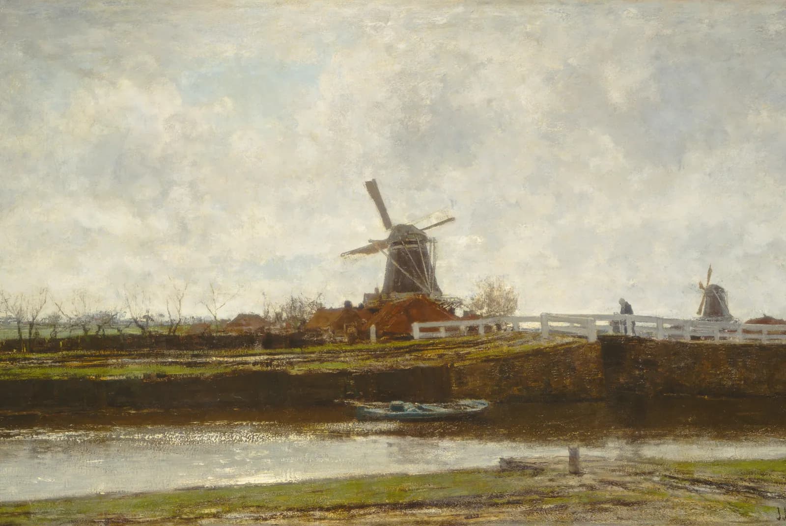 Molen en brug aan de Noordwest Buitensingel in Den Haag – Jacob Maris