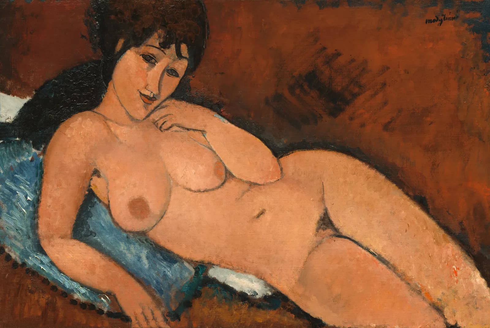 Naakt op een blauw kussen – Amedeo Modigliani