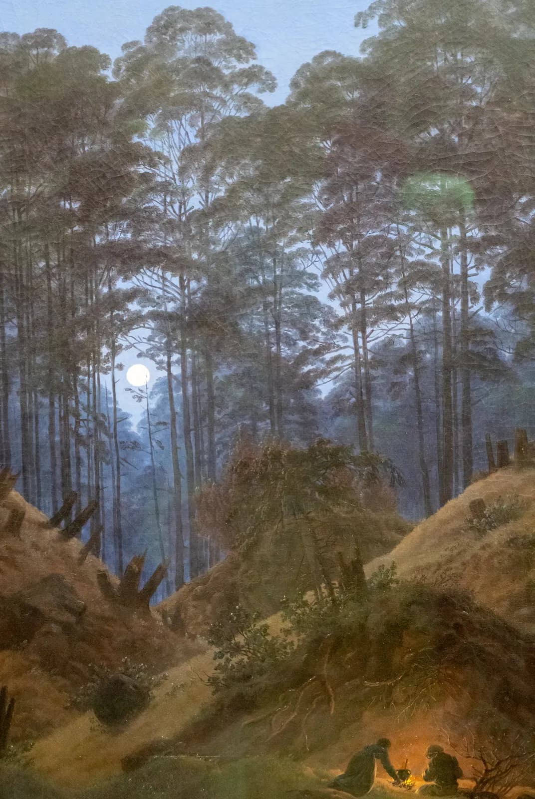 Nacht in het bos bij maanlicht – Caspar David Friedrich