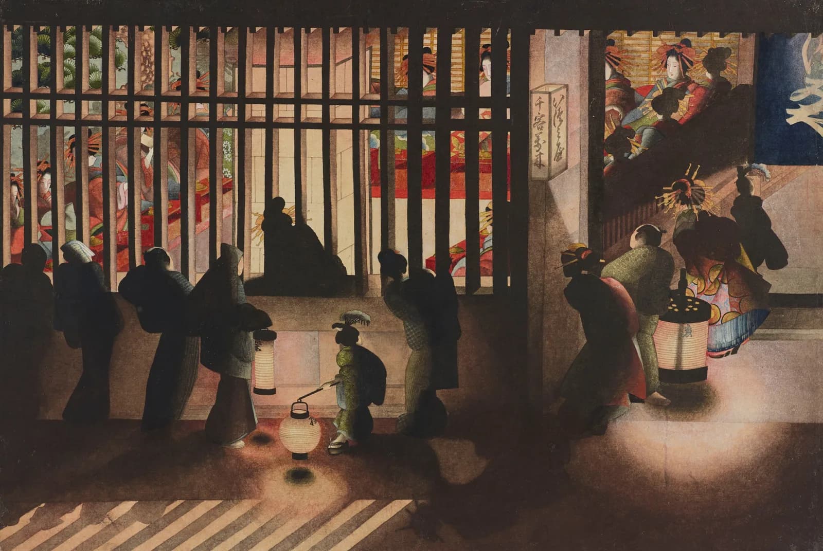 Nachtscène in Yoshiwara (ca. 1844-54) – Katsushika Ōi