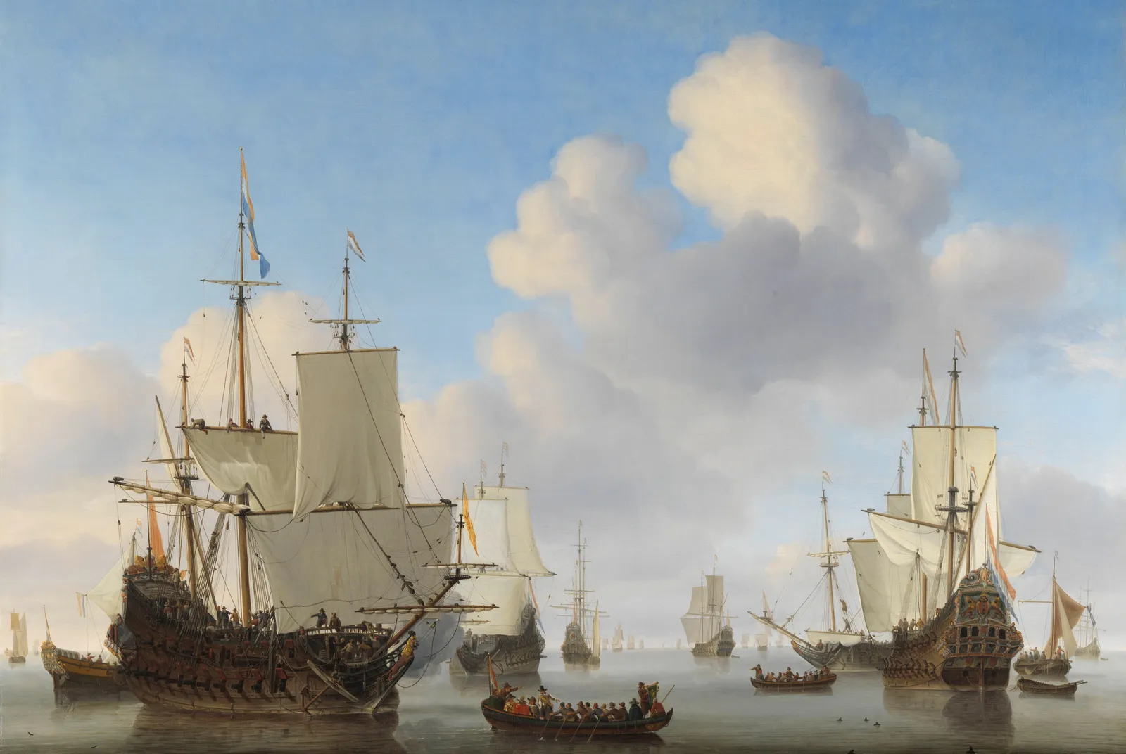 Nederlandse oorlogsschepen op een kalme zee – Willem van de Velde