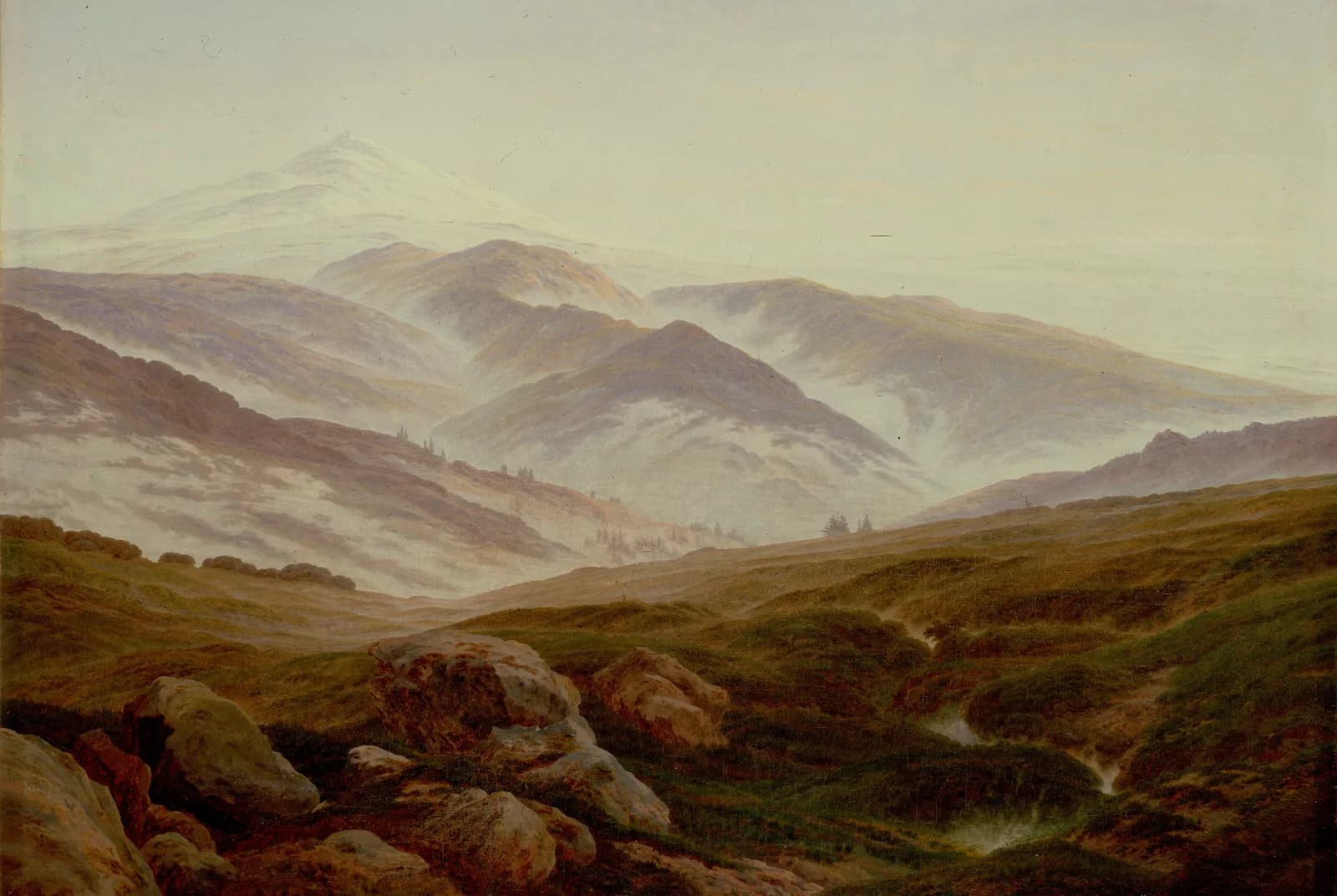 Nevelige Bergvallei – Caspar David Friedrich