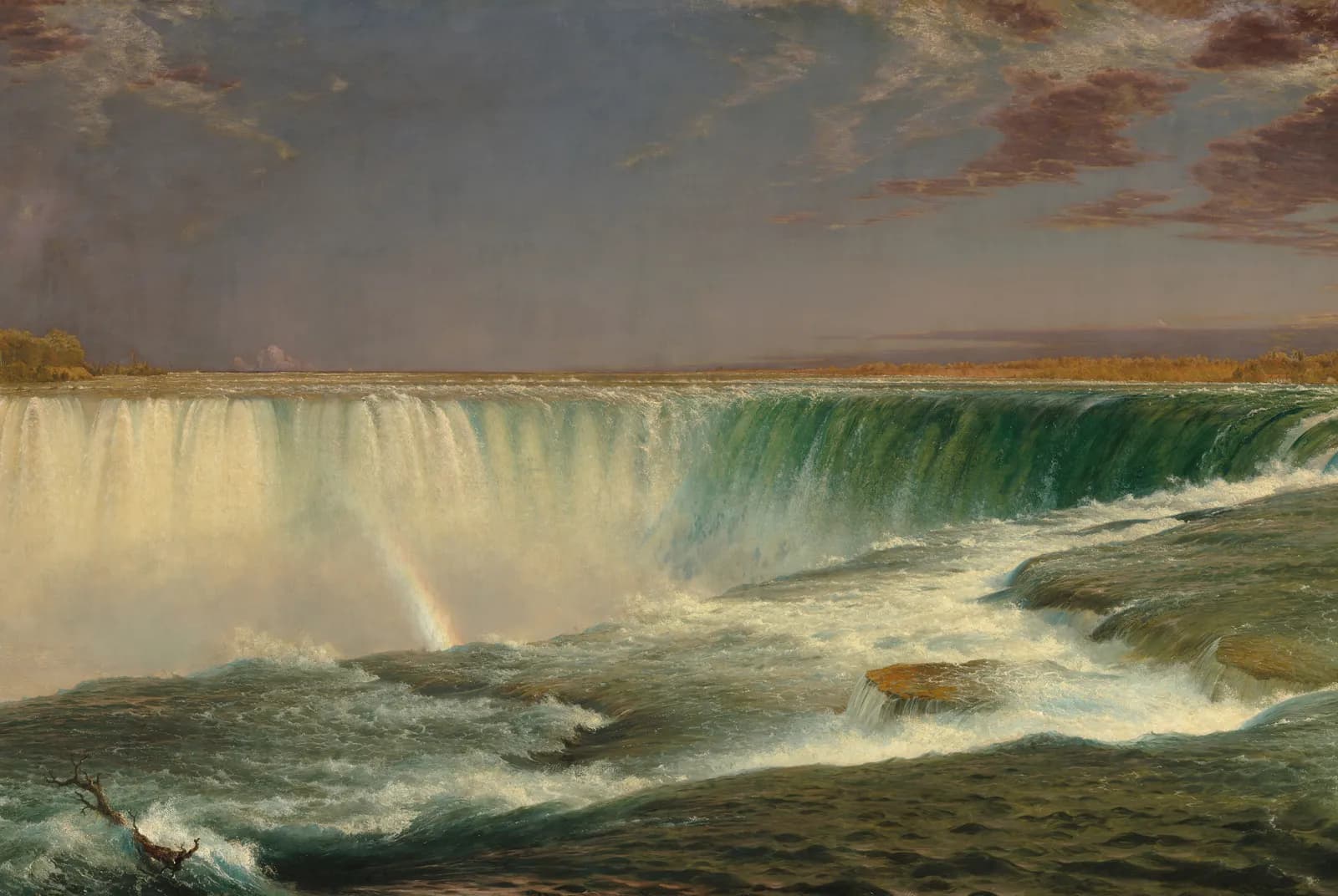 Niagarawatervallen met regenboog – Frederic Edwin Church