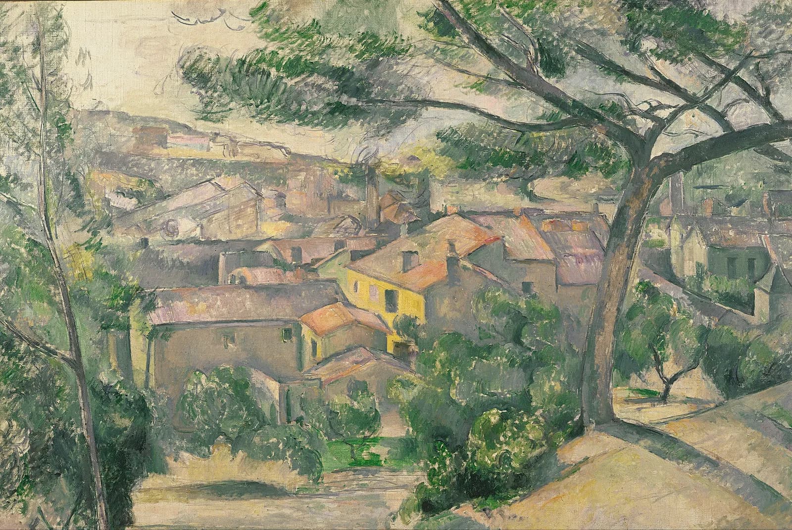 Ochtendlicht boven L'Estaque tegen de zon in – Paul Cézanne