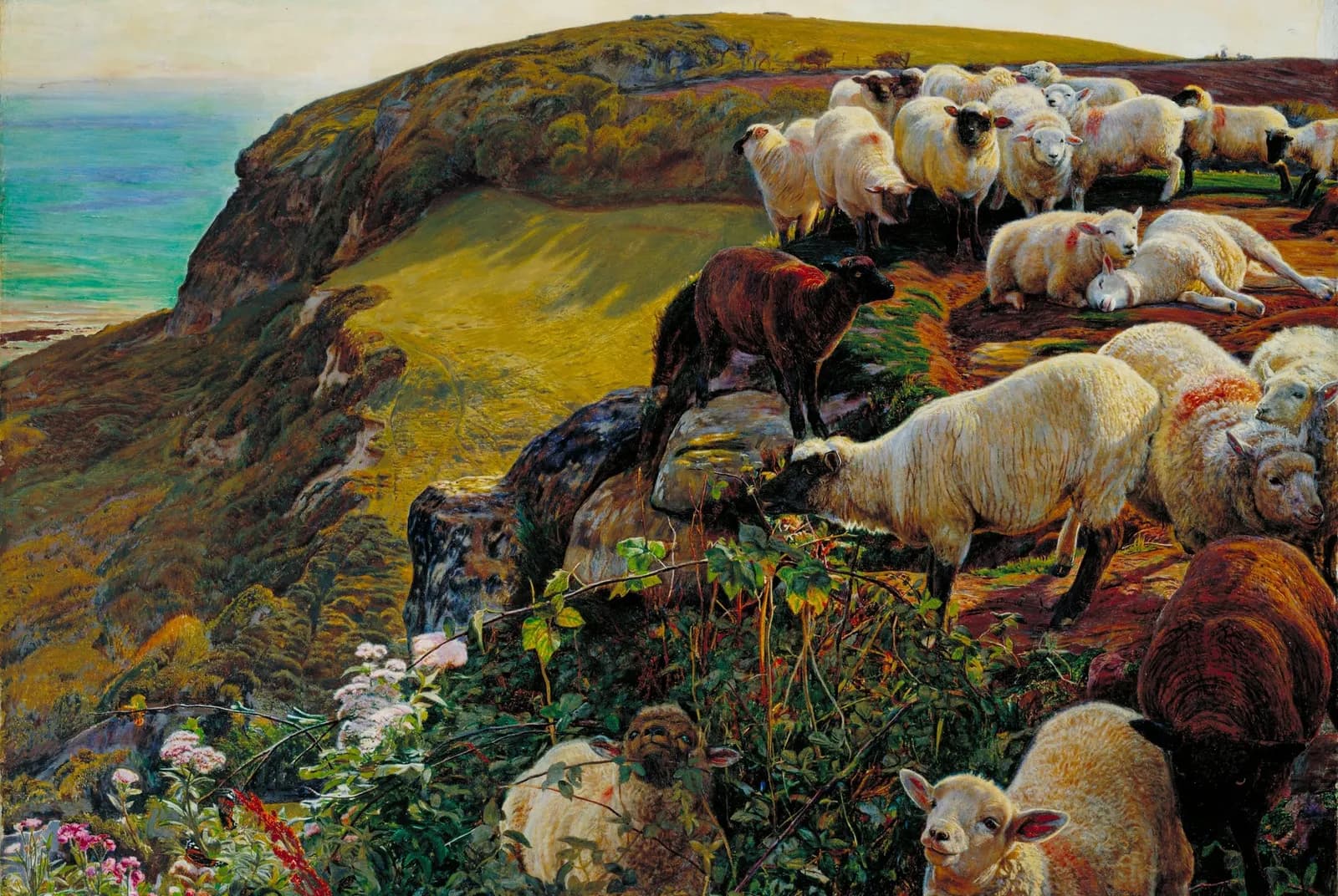 Onze Engelse kusten (verdwaalde schapen) – William Holman Hunt