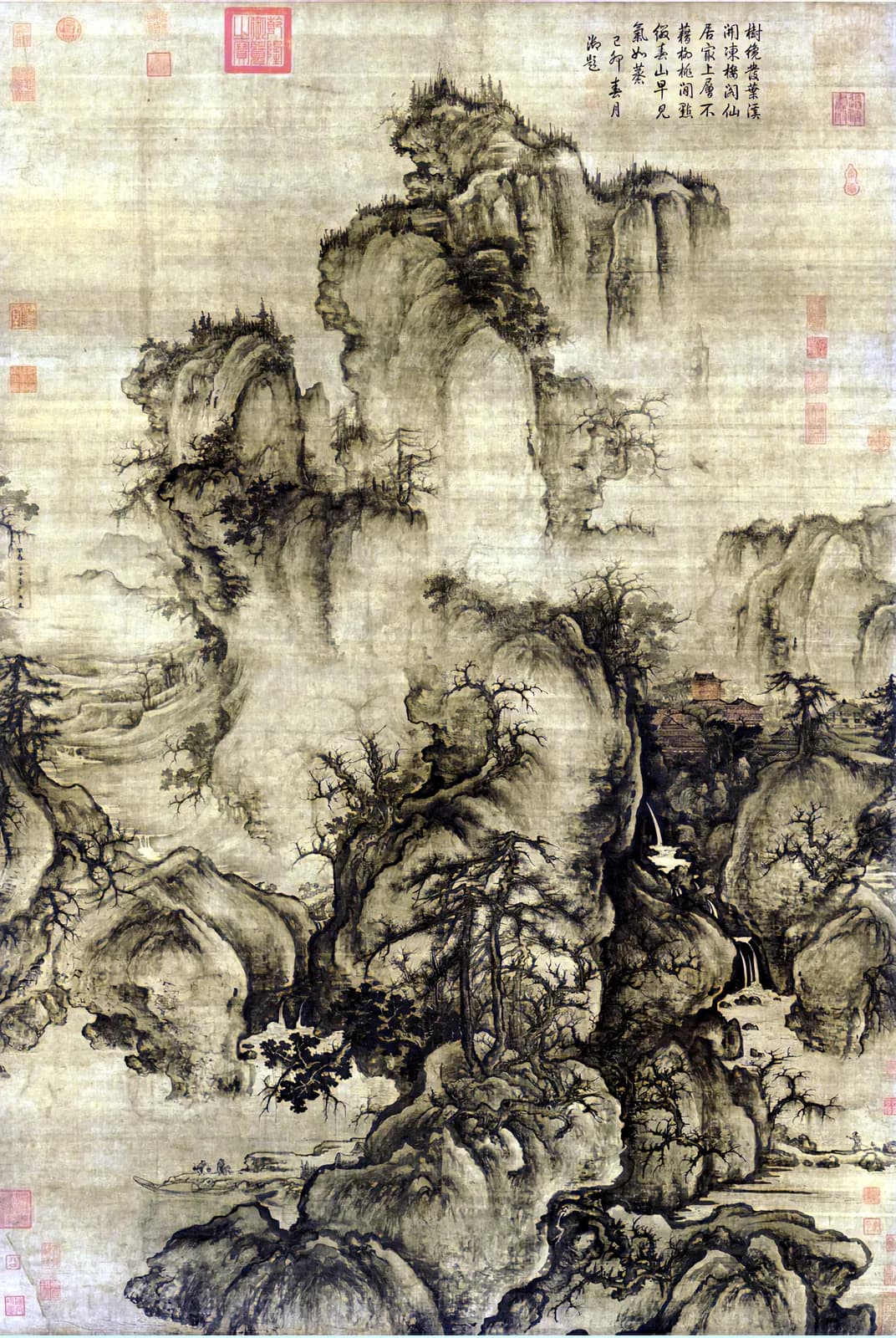 Oosters Berglandschap met Waterval – Guo Xi