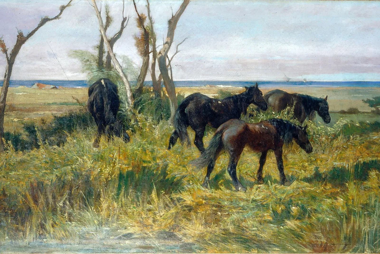 Paarden in de weide – Giovanni Fattori