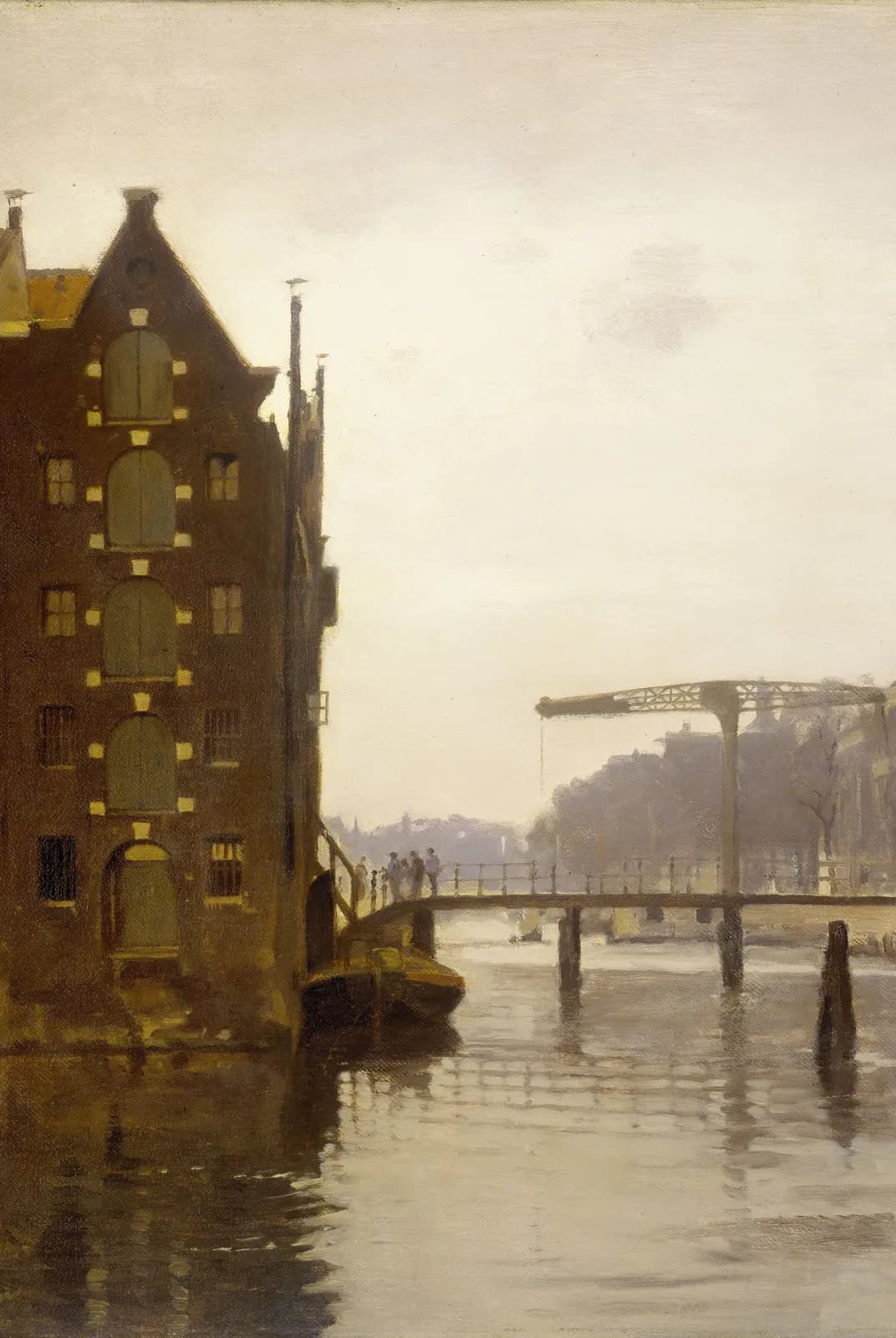 Pakhuizen aan een Amsterdamse gracht op Uilenburg – Willem Witsen
