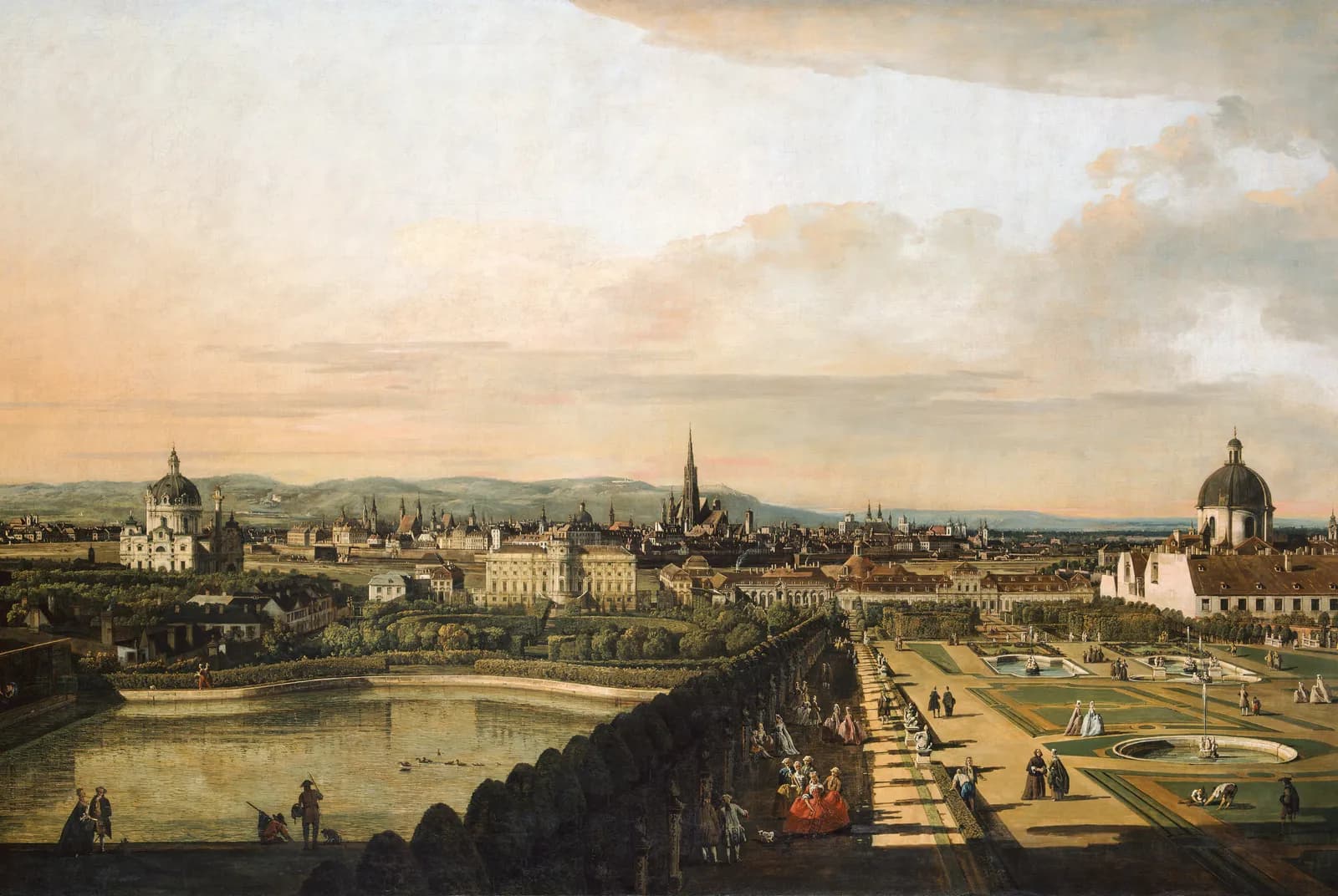 Panoramisch stadsgezicht met paleistuin – Bernardo Bellotto