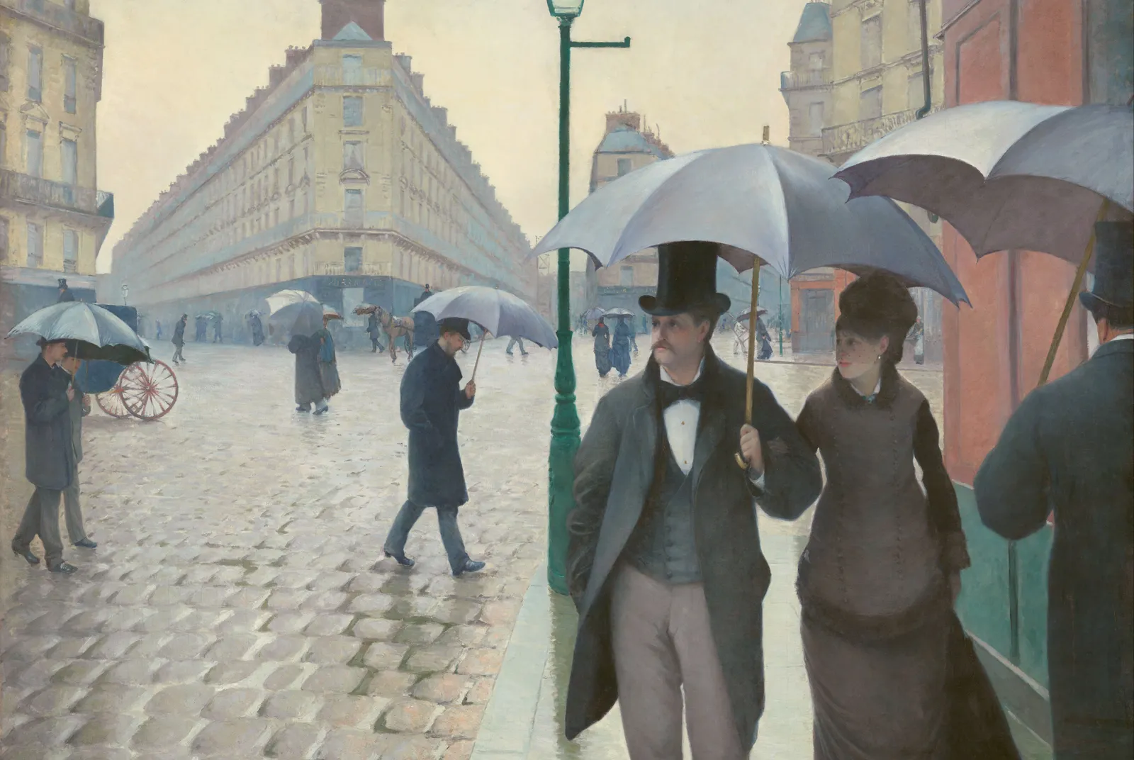 Parijse straat; regenachtige dag (1877) – Gustave Caillebotte