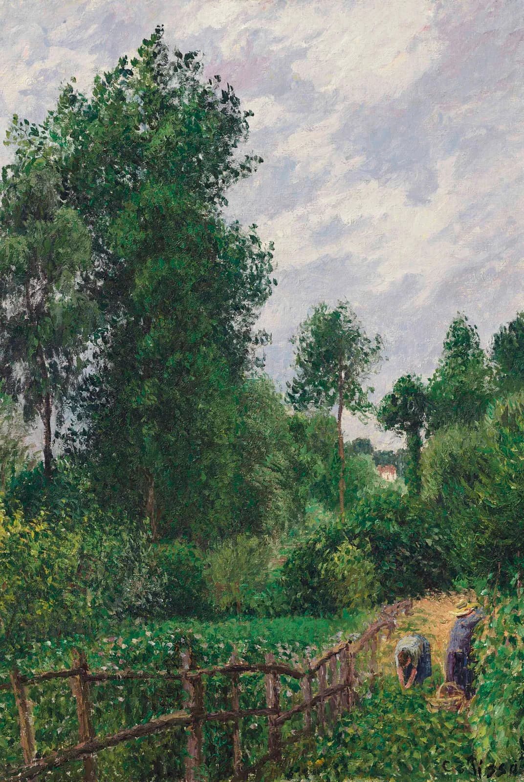 Landschap met populieren, grijs weer, Éragny – Camille Pissarro