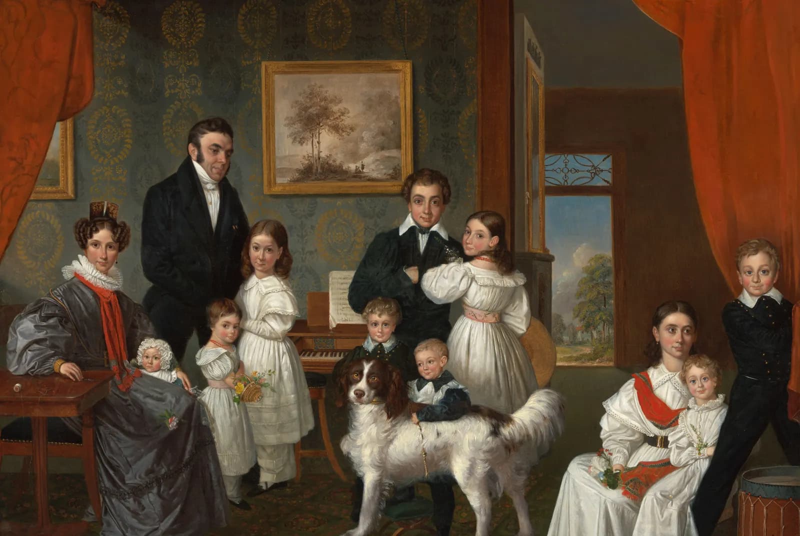 Portret van de familie Baud in hun buitenhuis in Voorburg – Raden Sarief Bastaman Saleh