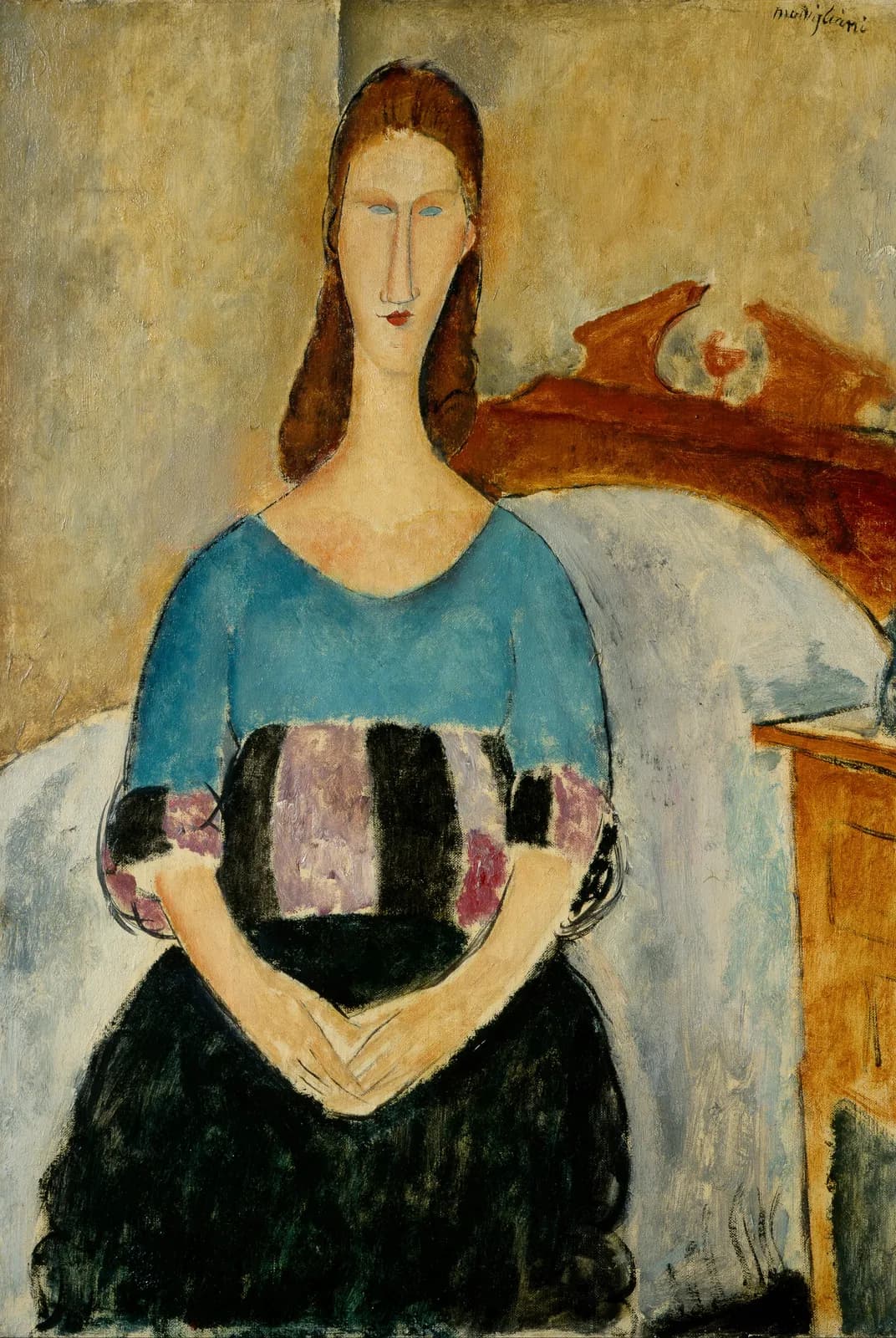 Portret van Jeanne Hébuterne, zittend – Amedeo Modigliani