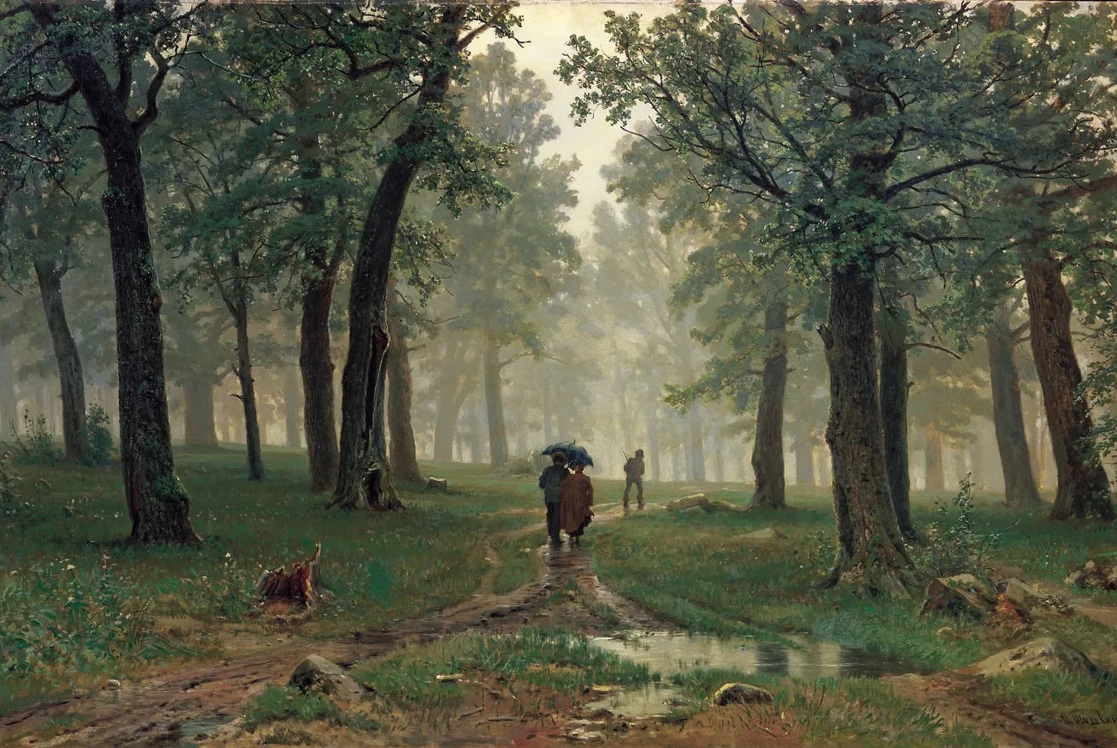 Regen in het eikenbos (1891) – Ivan Shishkin