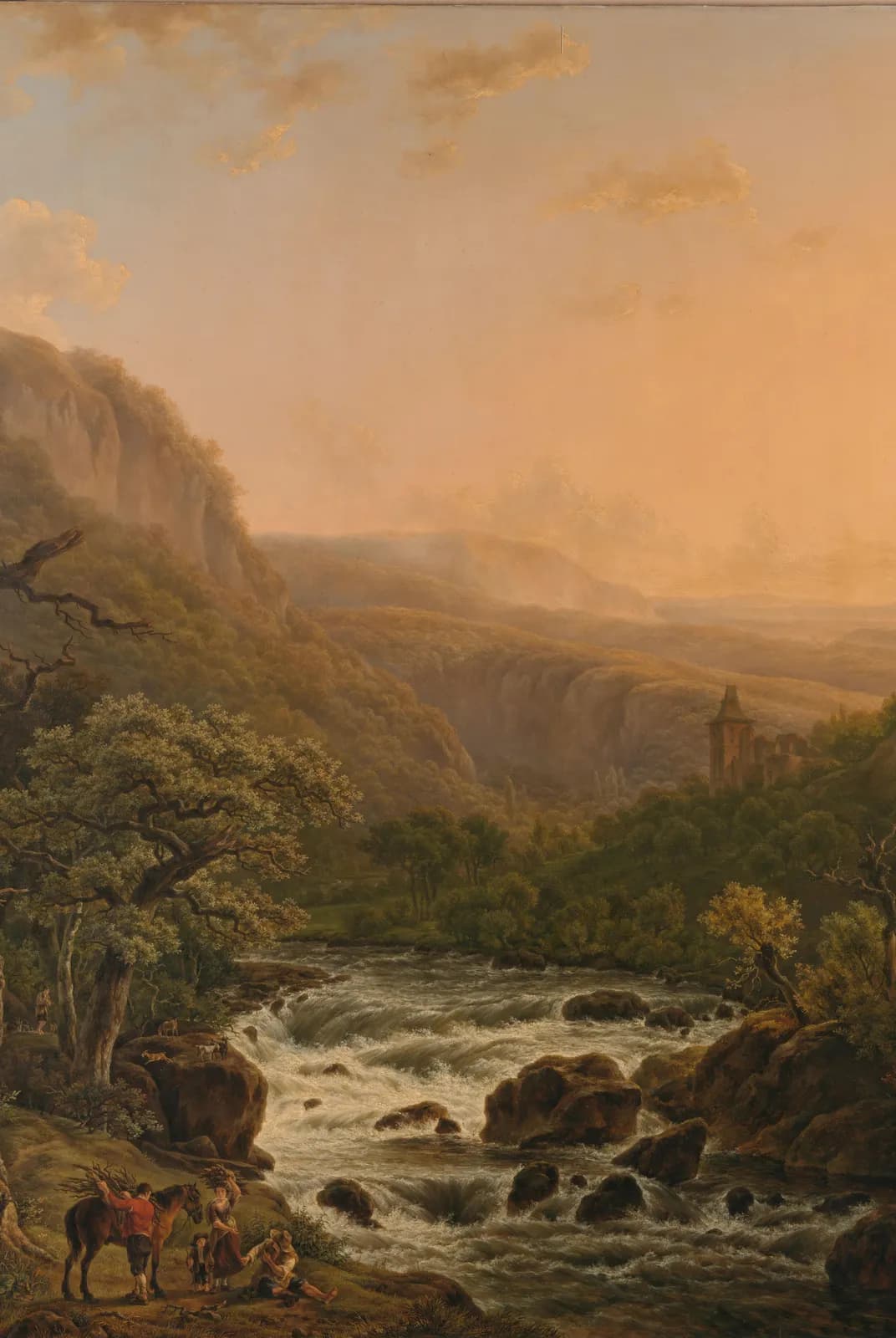Rivier in de Ardennen bij zonsondergang – Henri van Assche