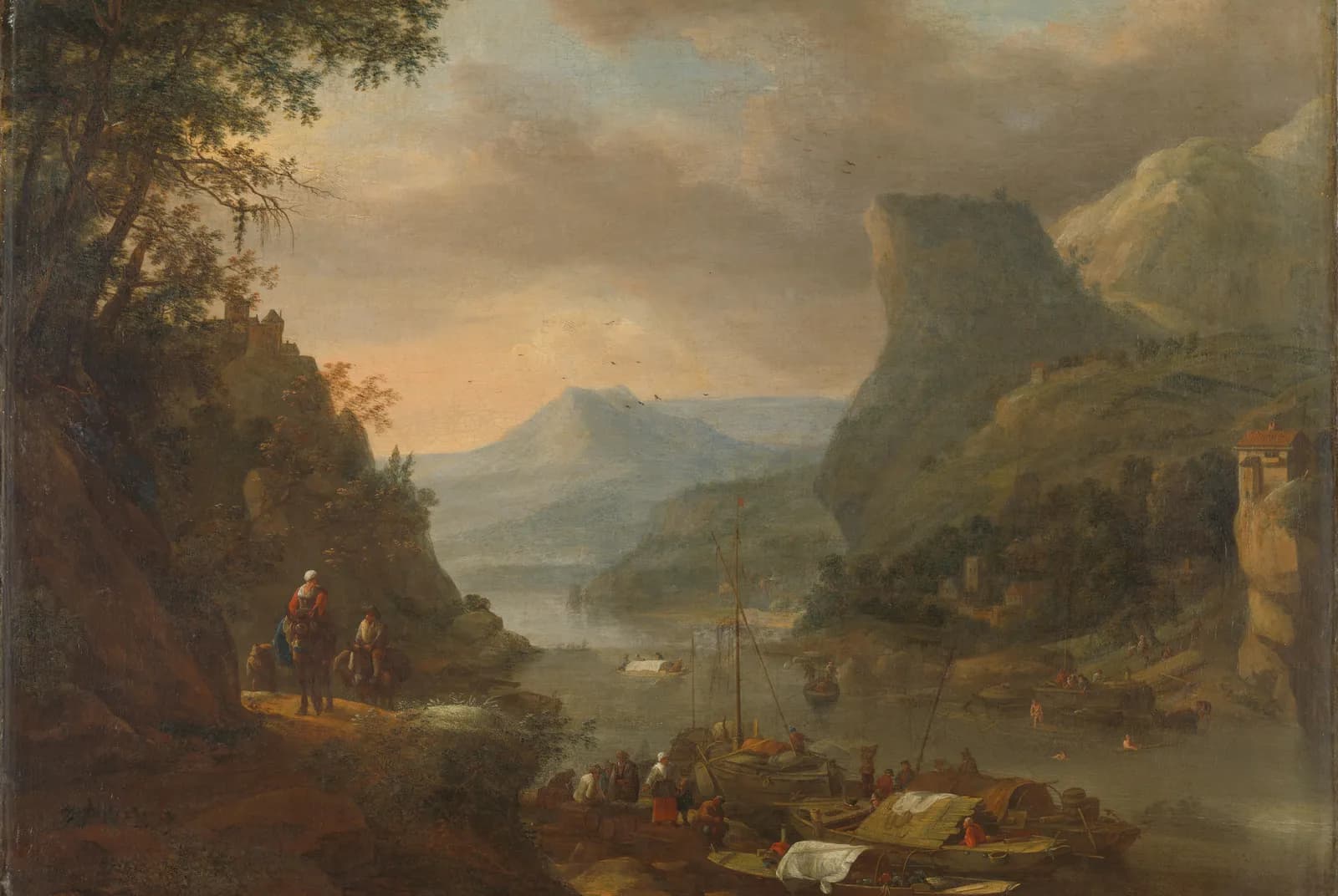 Riviergezicht in een bergachtig landschap – Herman Saftleven