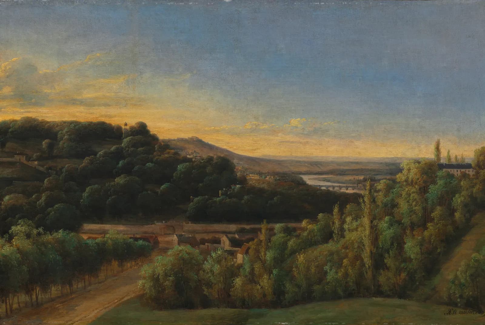 Rivierlandschap bij zonsondergang – Théodore Rousseau