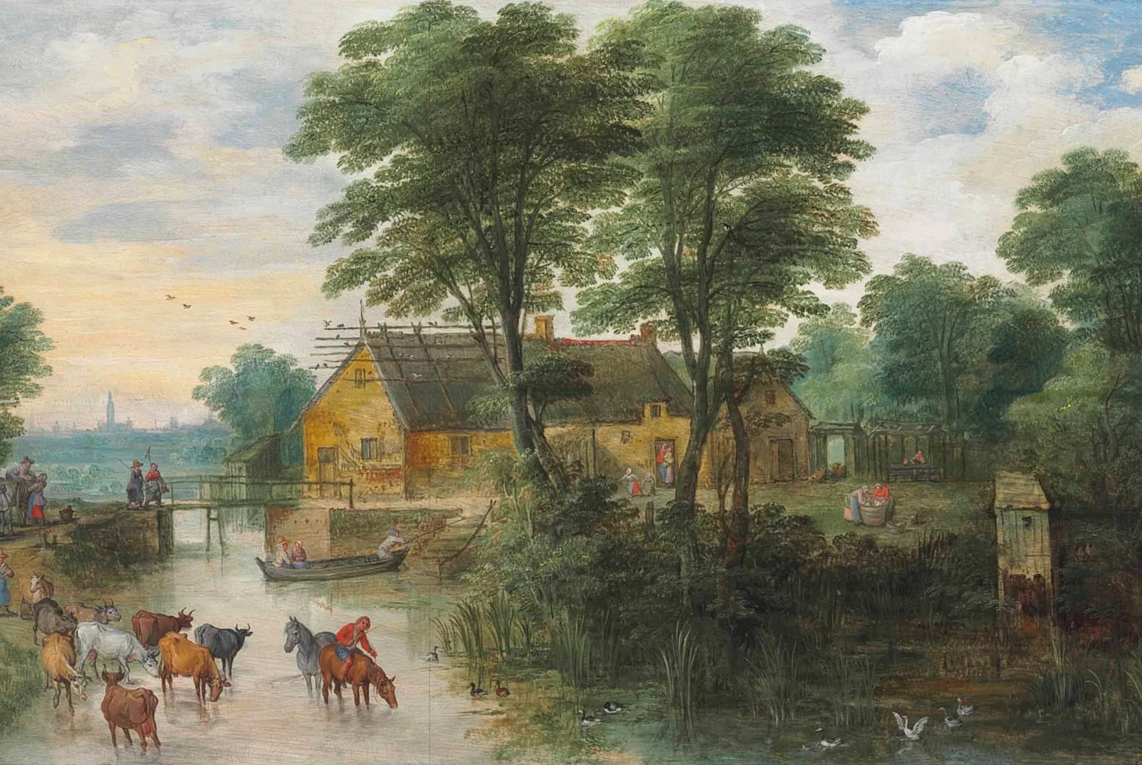 Rivierlandschap met huisjes en vee – Joos de Momper the Younger / Jan Brueghe