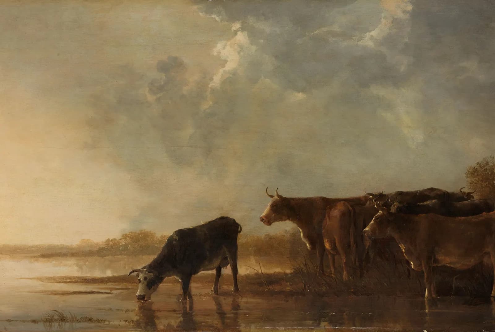 Rivierlandschap met koeien aan de waterkant – Aelbert Cuyp