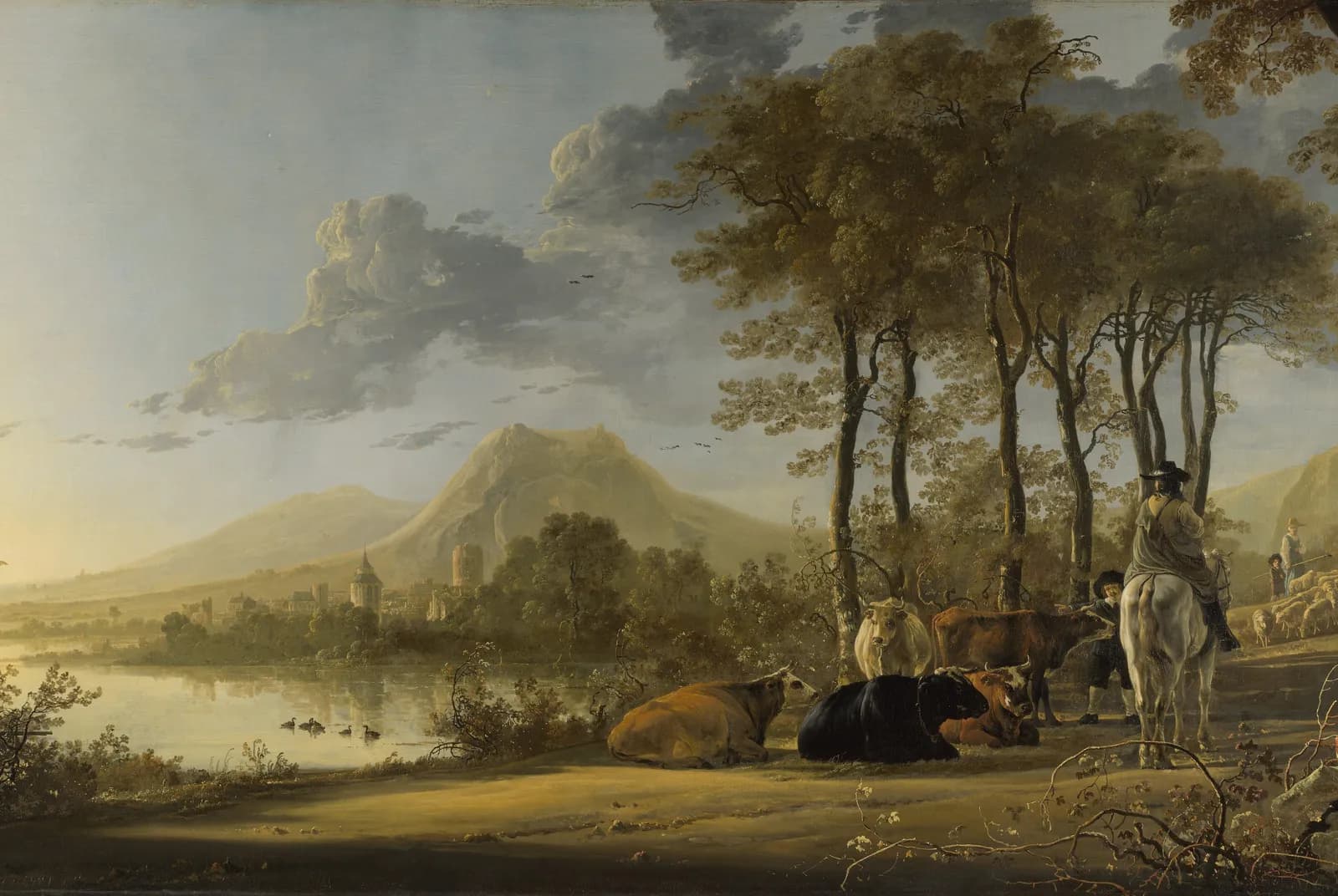 Rivierlandschap met ruiter en herders – Aelbert Cuyp