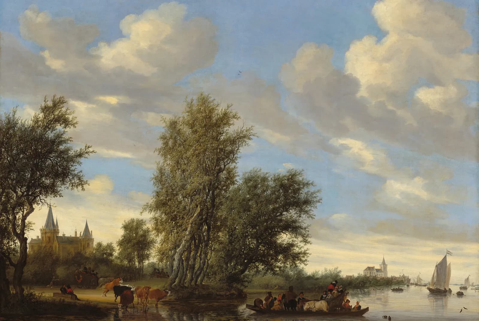 Rivierlandschap met veerpont – Salomon van Ruysdael