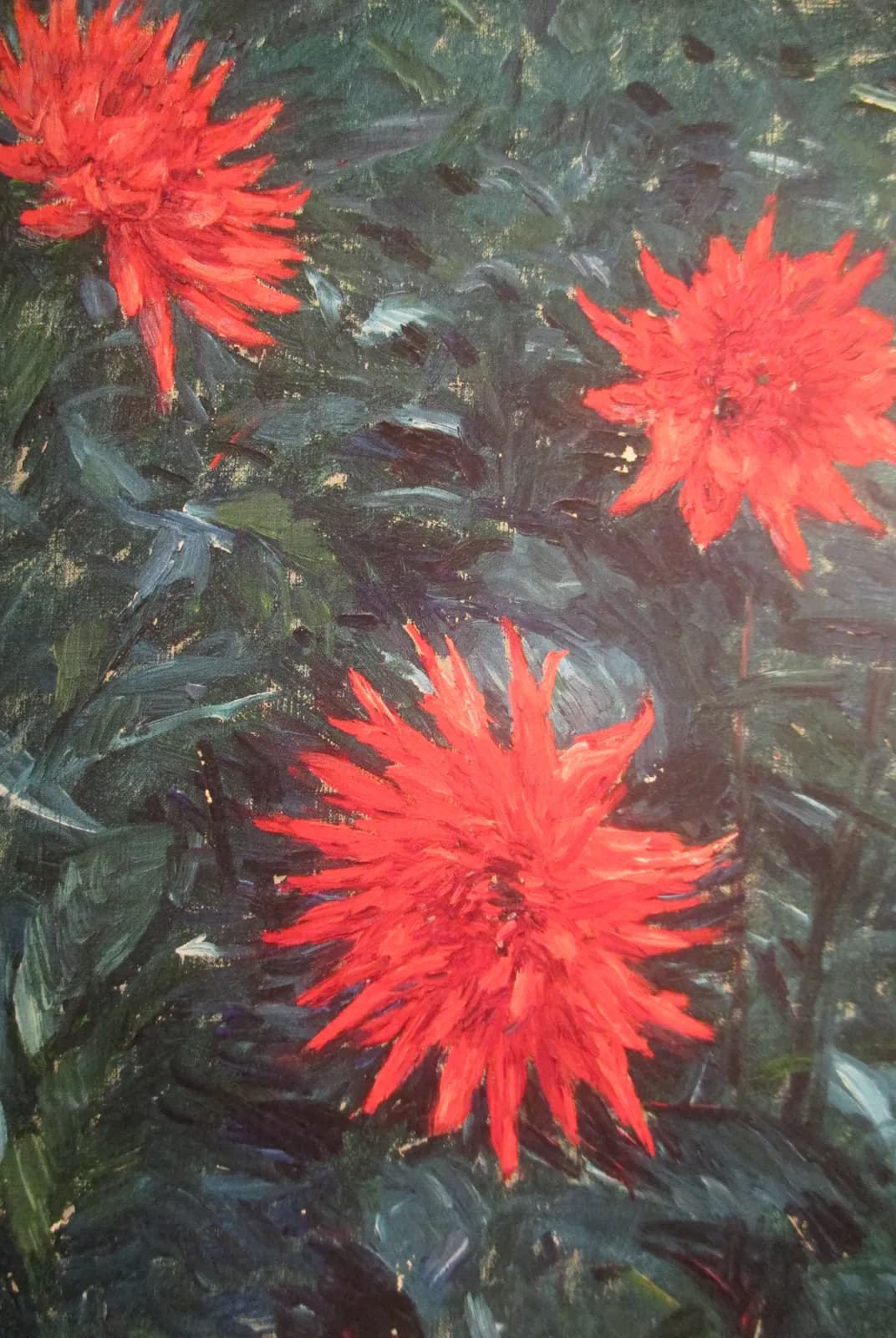 Rode cactusdahlia's – Gustave Caillebotte
