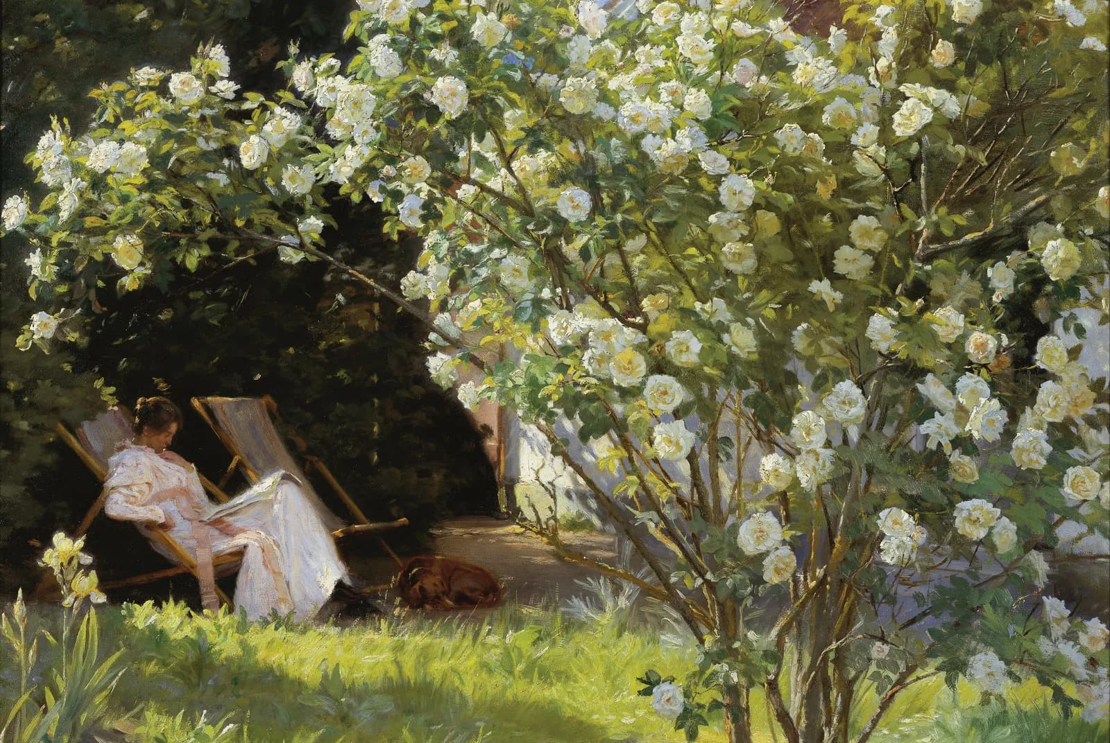 Rozen, Marie Krøyer in de tuinstoel – Peder Severin Krøyer