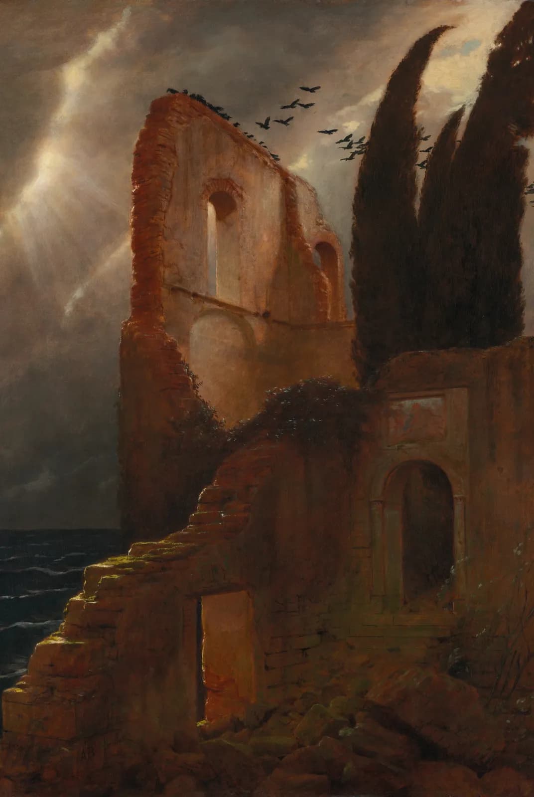 Ruïne aan de Kust met Zonnestralen – Arnold Böcklin