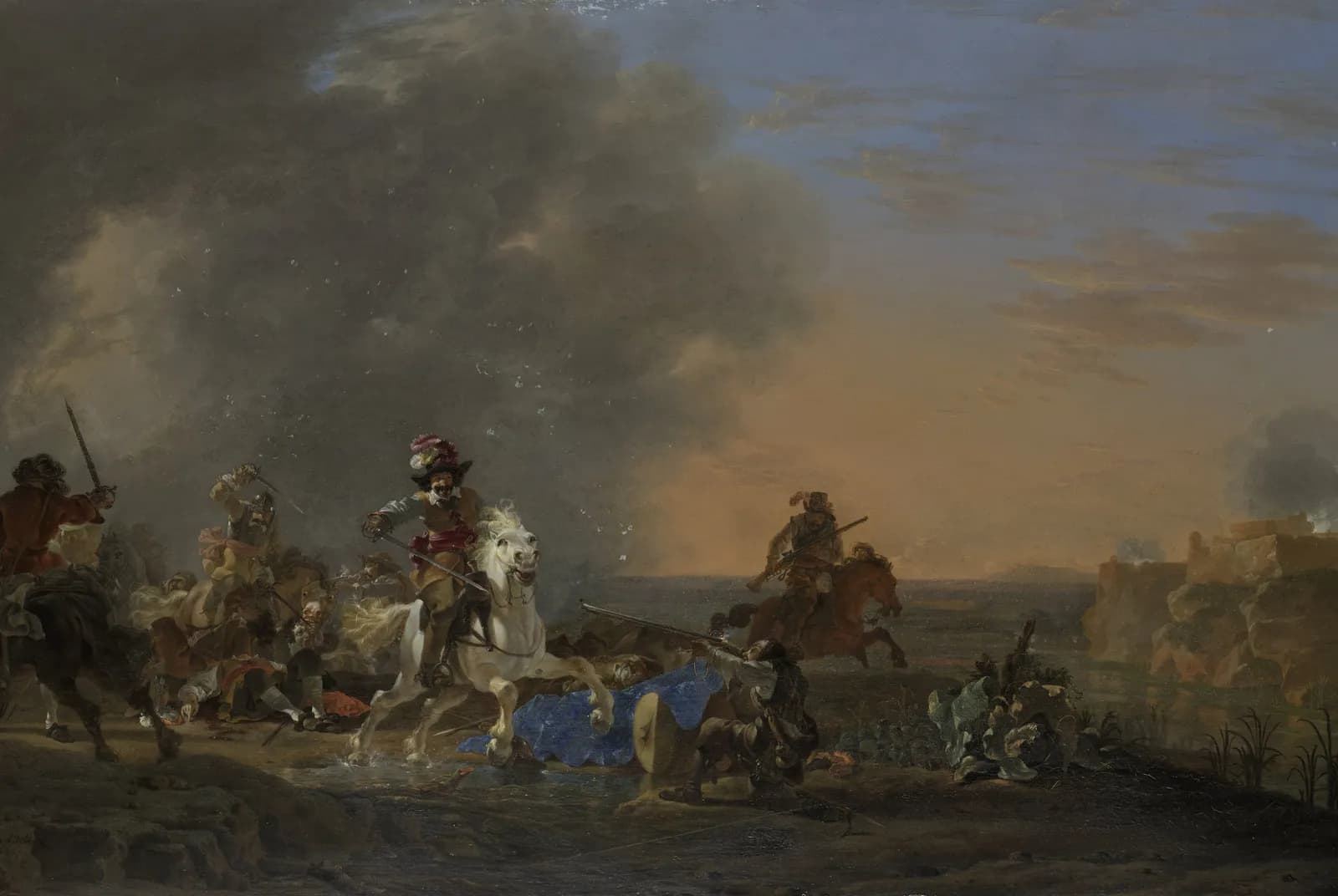 Ruitergevecht bij zonsondergang – Asselijn