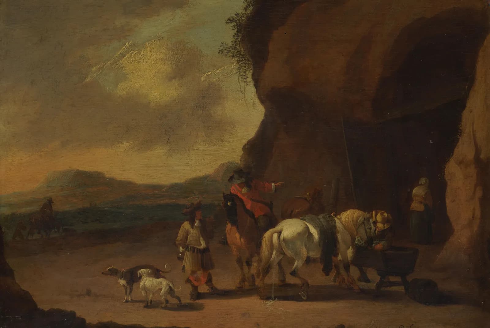 Ruiters pauzerend bij een bergpas – Bout