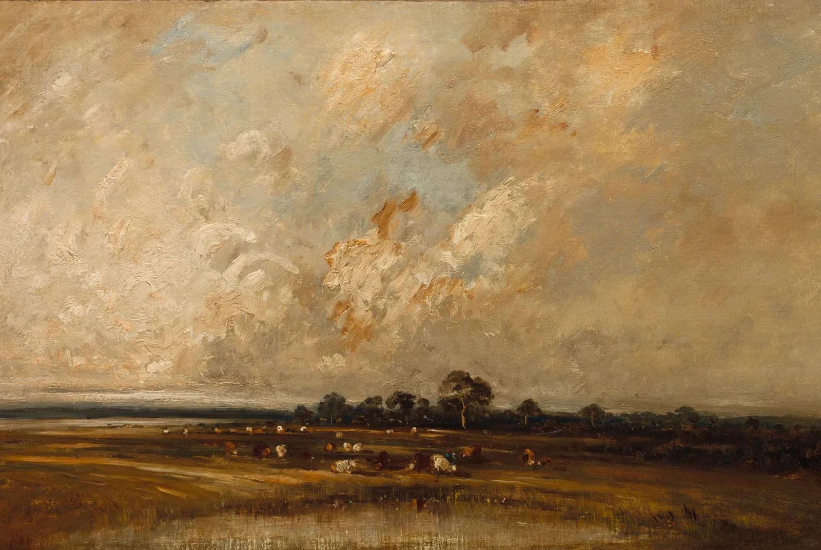 Rust in de weide onder wolkenlucht – Jules Dupré