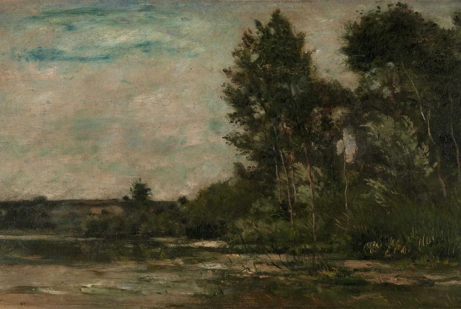 Rustig landschap met bomen en water – Charles-François Daubigny