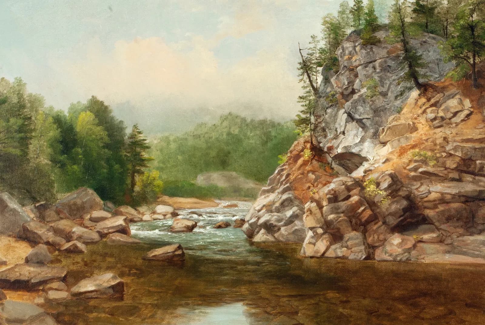 Rustige rivier door de bergen – Asher Brown Durand