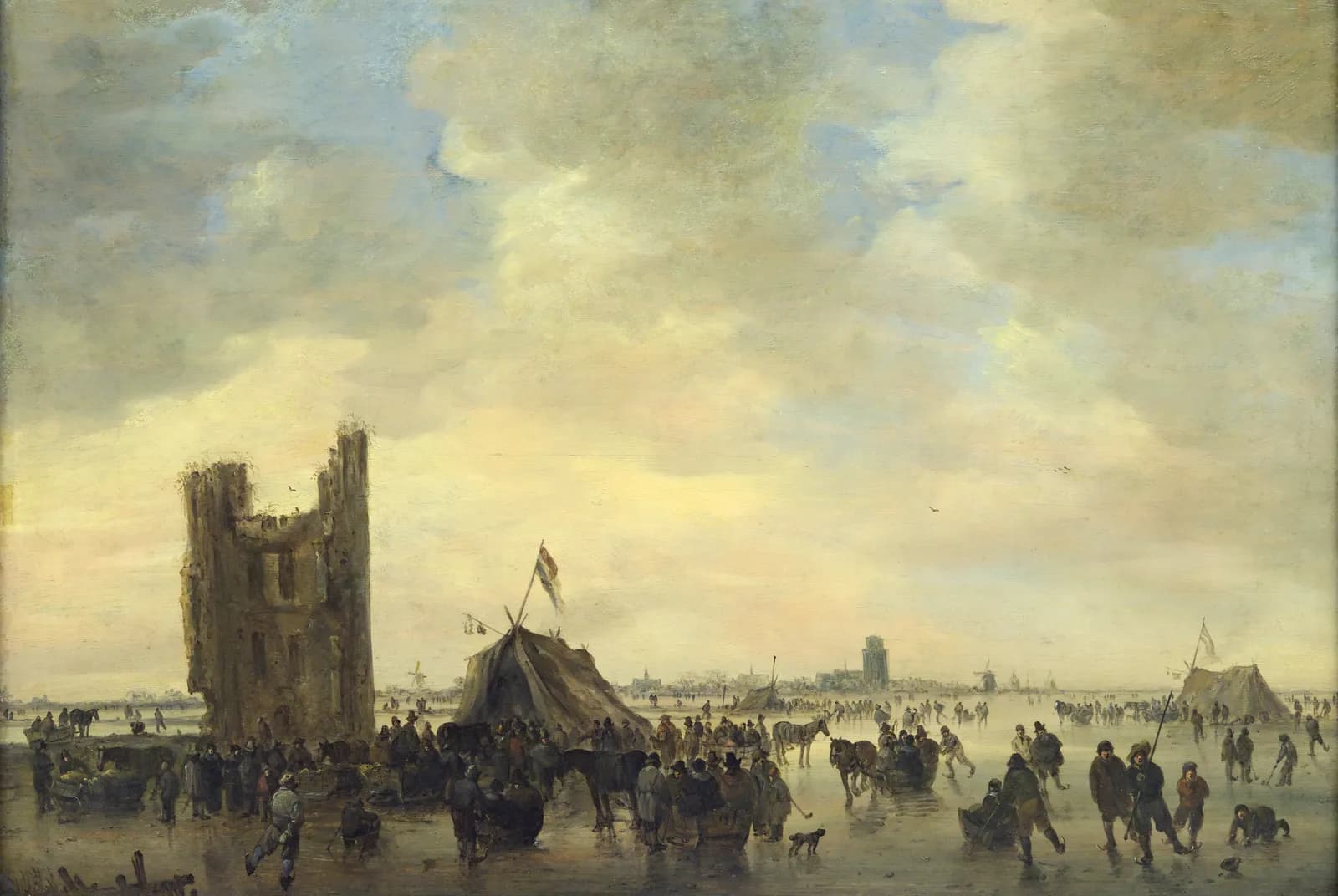Schaatsers op het ijs – Jan van Goyen