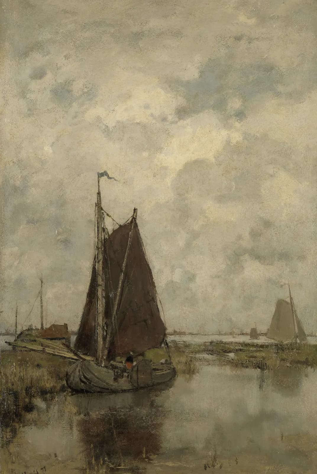 Schepen bij grauw weer – Jacob Maris