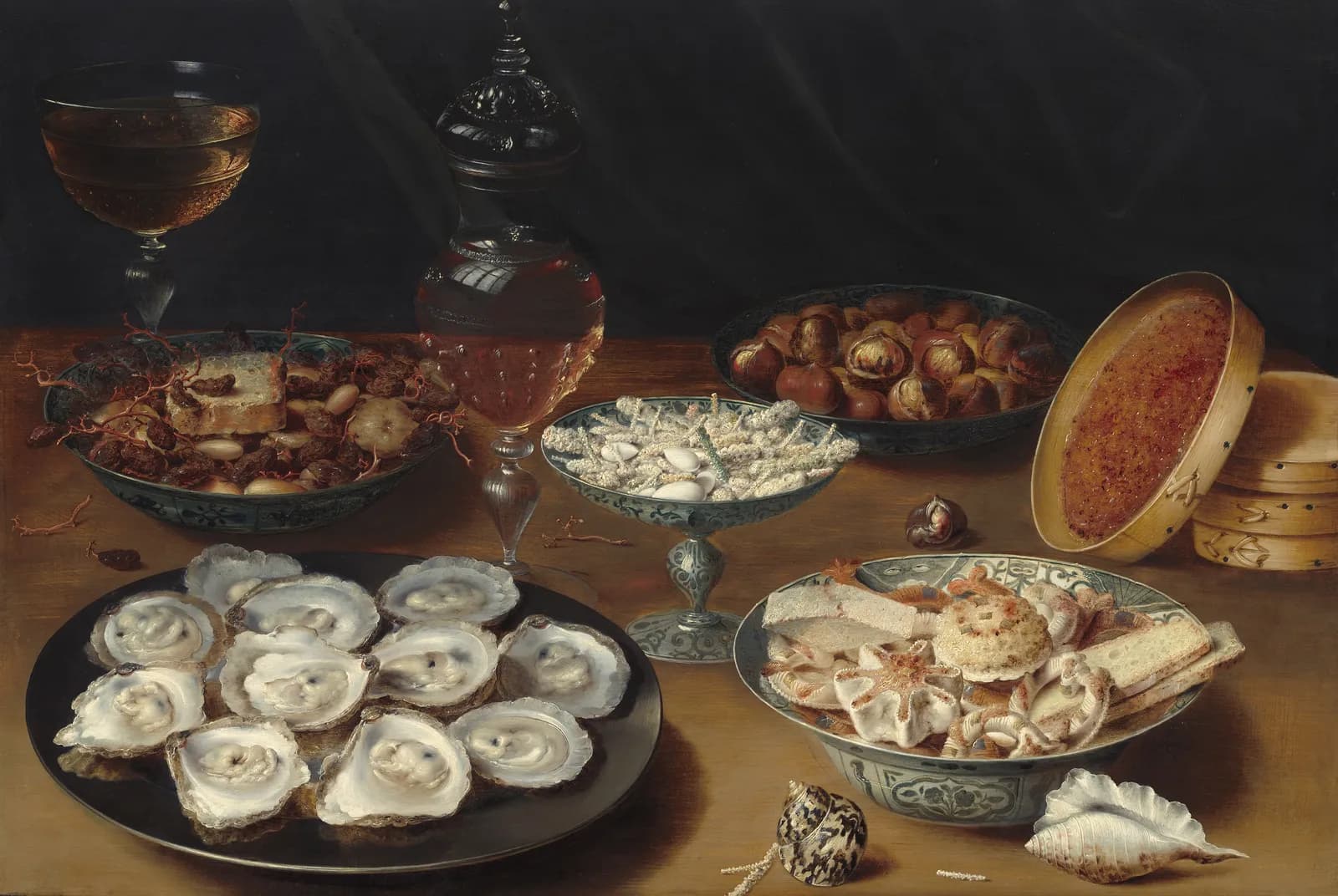 Schotels met oesters, fruit en wijn – Osias Beert