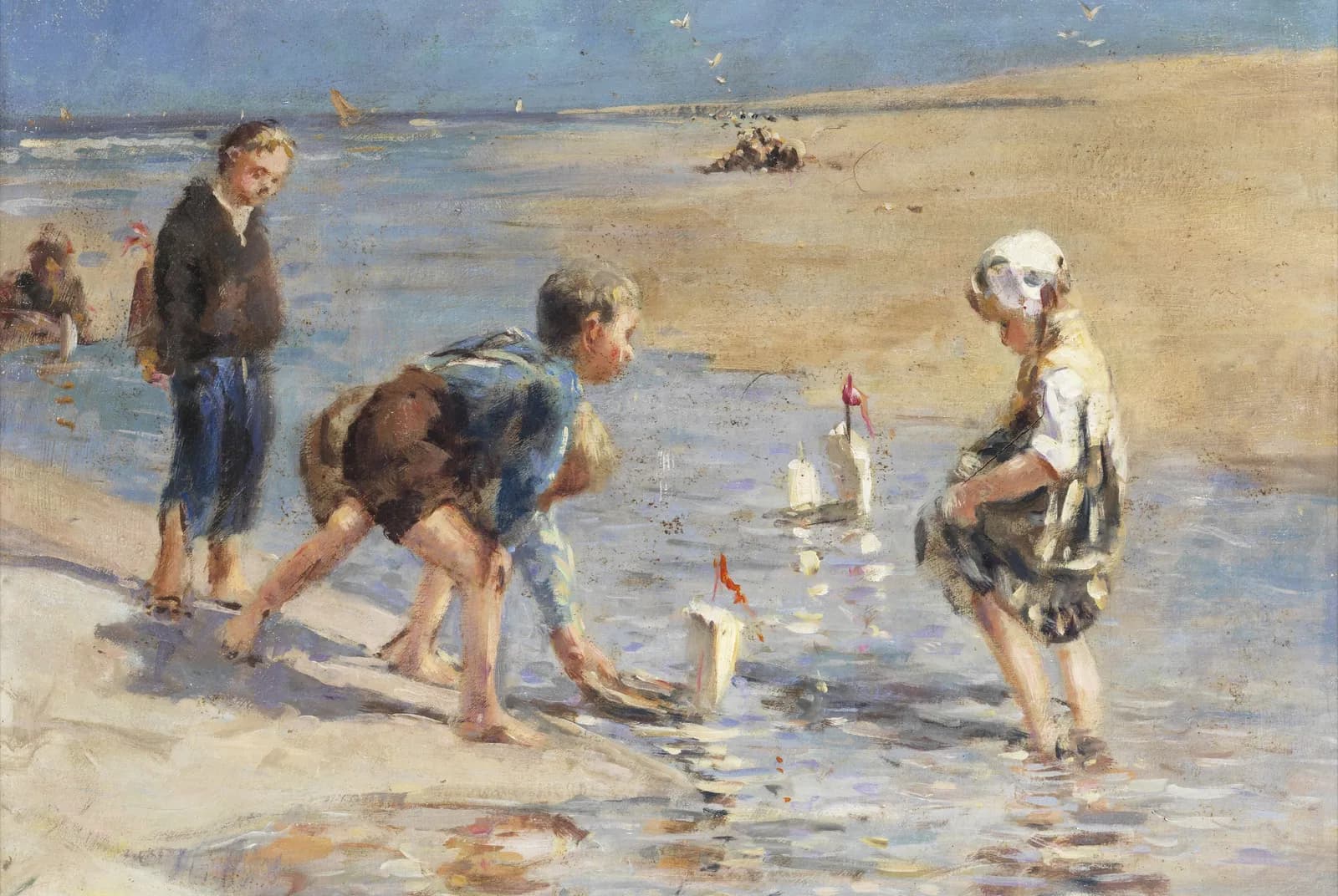 Spelende kinderen op het strand – Bernard Blommers