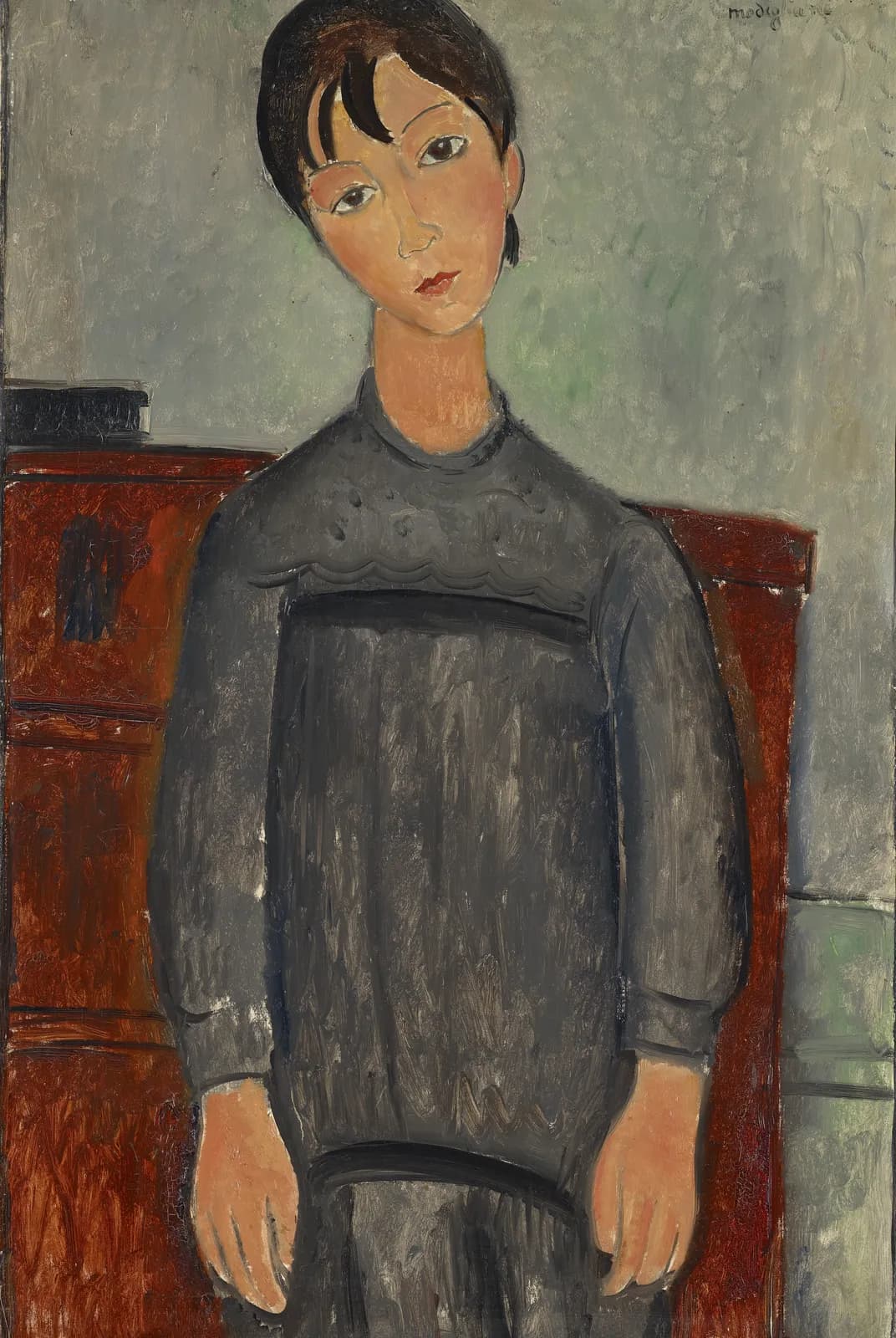 Staand meisje in een zwarte schort – Amedeo Modigliani